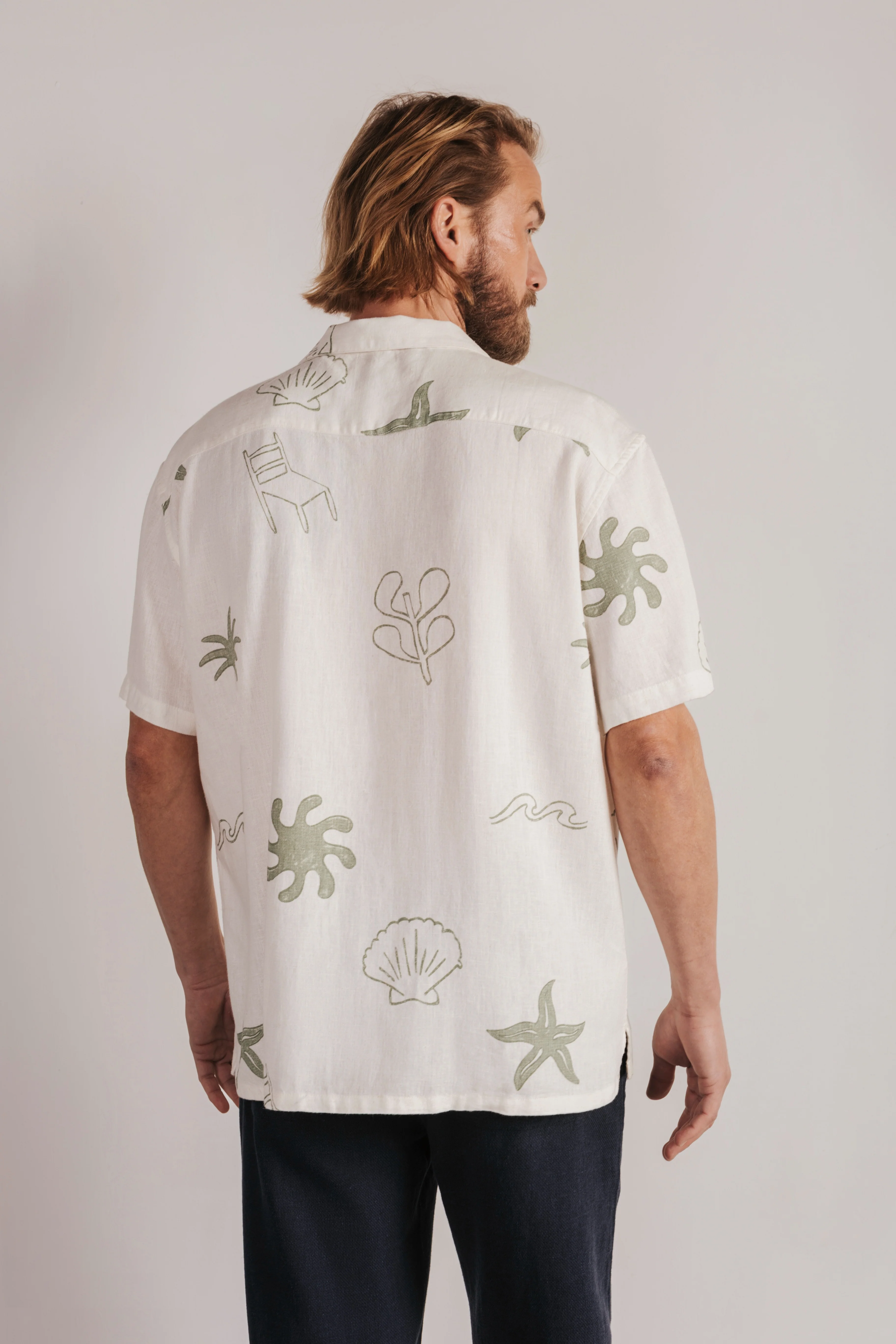 Camisa lino manga corta estampada - Image 3
