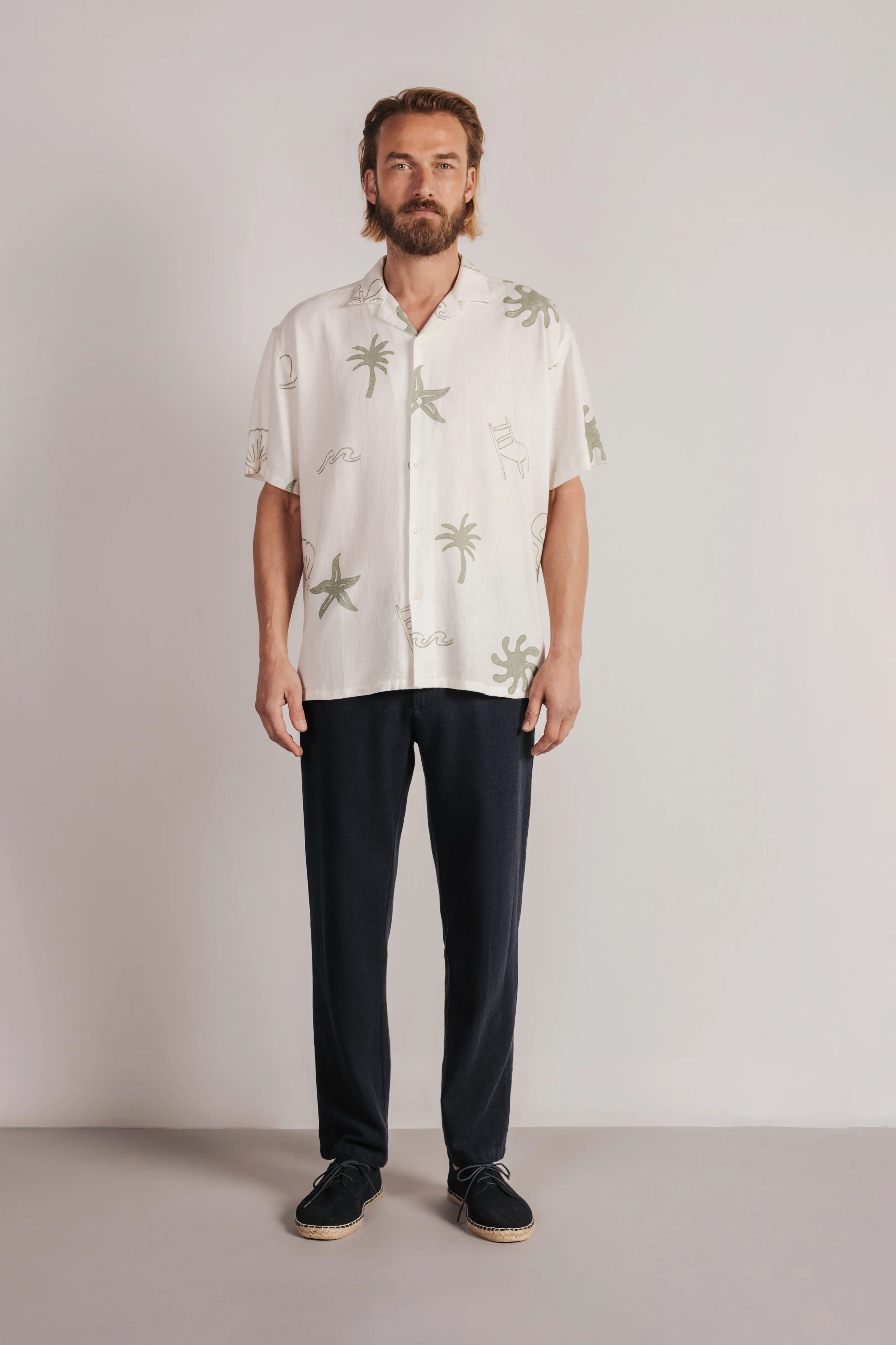Camisa lino manga corta estampada - Image 4